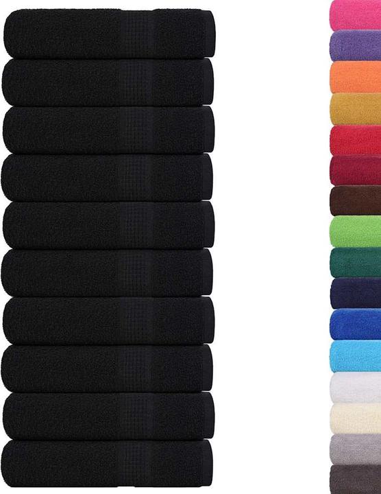 Image du produit vidaXL Serviettes de bain 10 pcs Noir 100x150 cm 360 g/m² 100% coton Serviette de douche (100 x 150 cm)