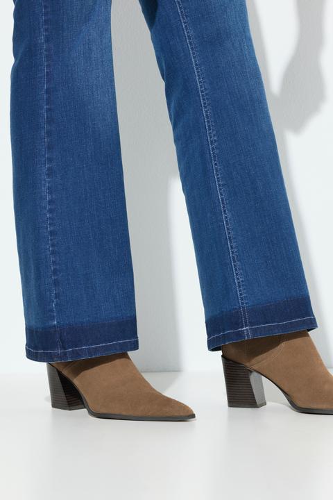Immagine prodotto Ulla Popken Jeans modello Sarah con taglio boot cut, orli sfrangiati e denim elasticizzato (42)
