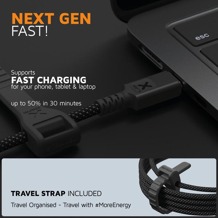 Actual product image Xtorm USB-C -> USB-C 3.0m 240W Next Gen Cable (3 m, 240 W)