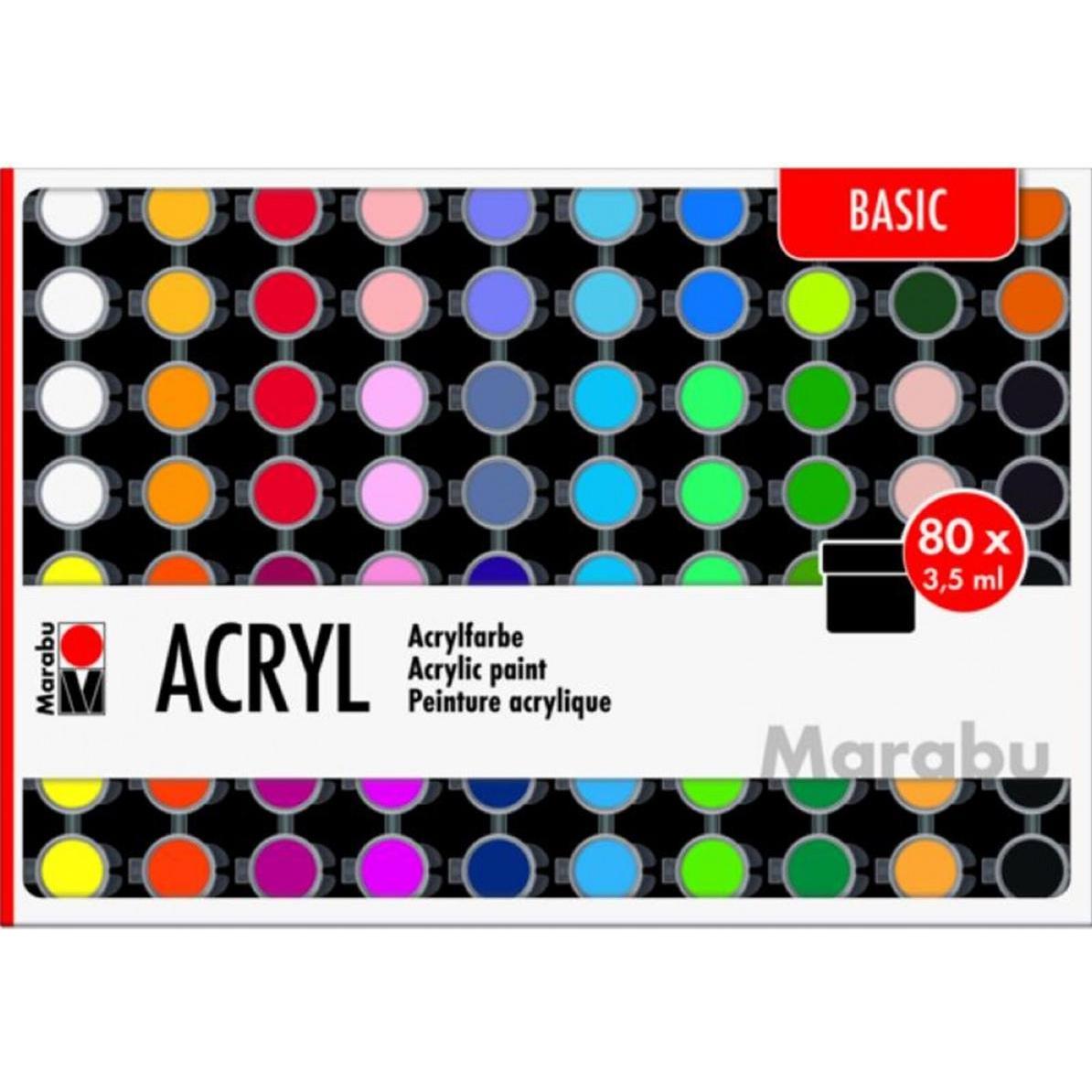 Marabu, Künstlerfarbe + Bastelfarbe, Acrylfarbe Set Basic (Mehrfarbig, 280 ml)