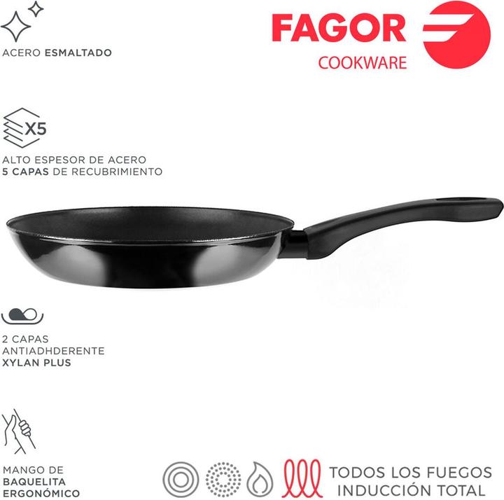 Immagine prodotto Fagor Pfanne Indutherm Emaillierter Edel (Ø 26 cm) (26 cm, Padella per friggere)