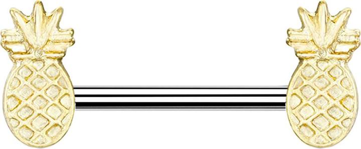 Immagine prodotto Star Piercing Barbell silber mit Ananas (Ottone, Acciaio chirurgico 316L)