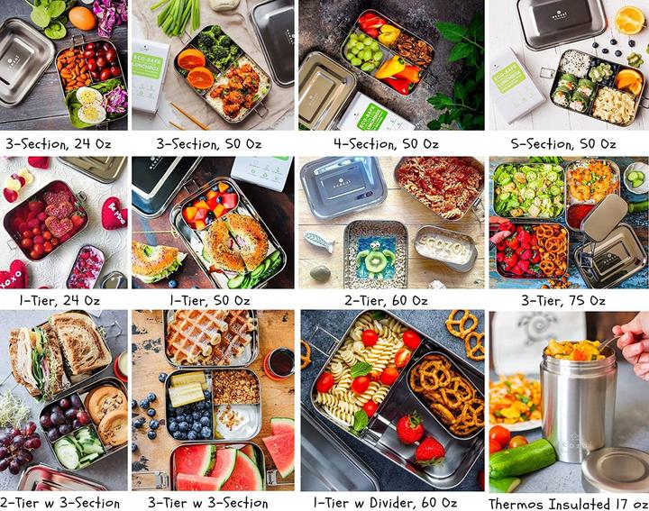 Produktbild Ecozoi Auslaufsichere 3-in-1-Oeko-Lunchbox aus rostfreiem Stahl