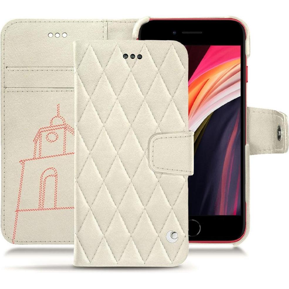 Noreve Lederschutzhülle Wallet (Apple iPhone SE (2nd Gen), Apple iPhone SE (3rd Gen)), Smartphone Hülle, Weiss