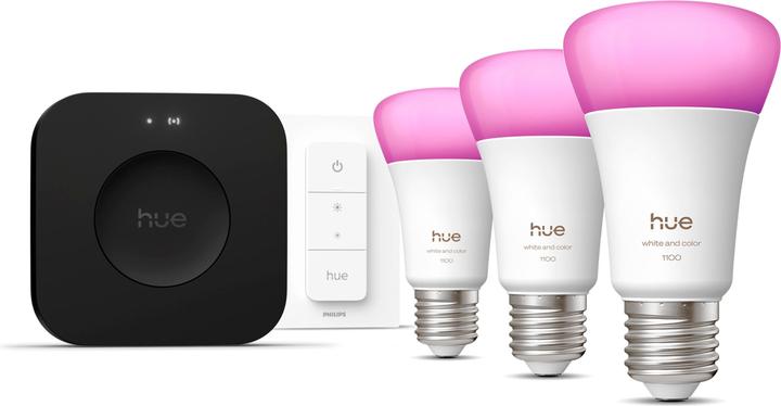 Produktbild Philips Starter Kit Bridge Pro + LED White & Color Ambiance (E27, 1100 lm, 5 x)