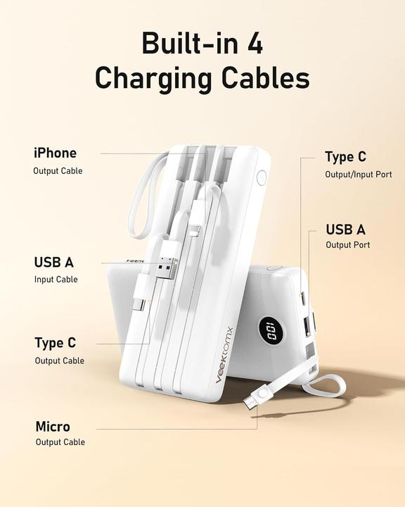 Produktbild Veektomx Powerbank mit Kabel (20000 mAh, 12 W)