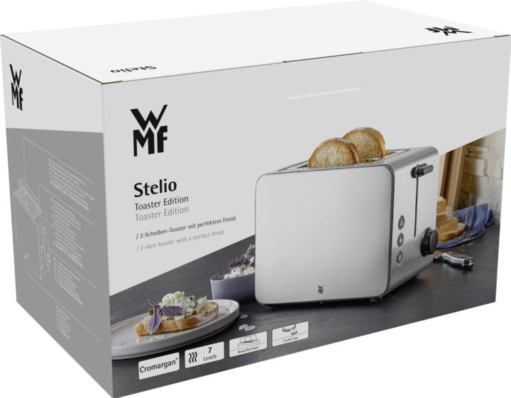 Produktbild WMF Stelio Doppelschlitz-Toaster mit Brötchenaufsatz und Bagel-Funktion