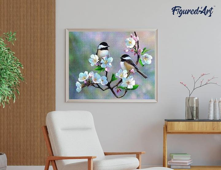 Image du produit Figured'Art Broderie Diamant - Oiseaux et Fleurs Blanches