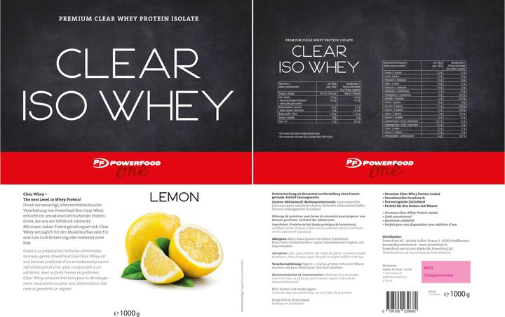 Produktbild Powerfood Clear Iso Whey (Zitrone, 1 Stk., 1000 g)
