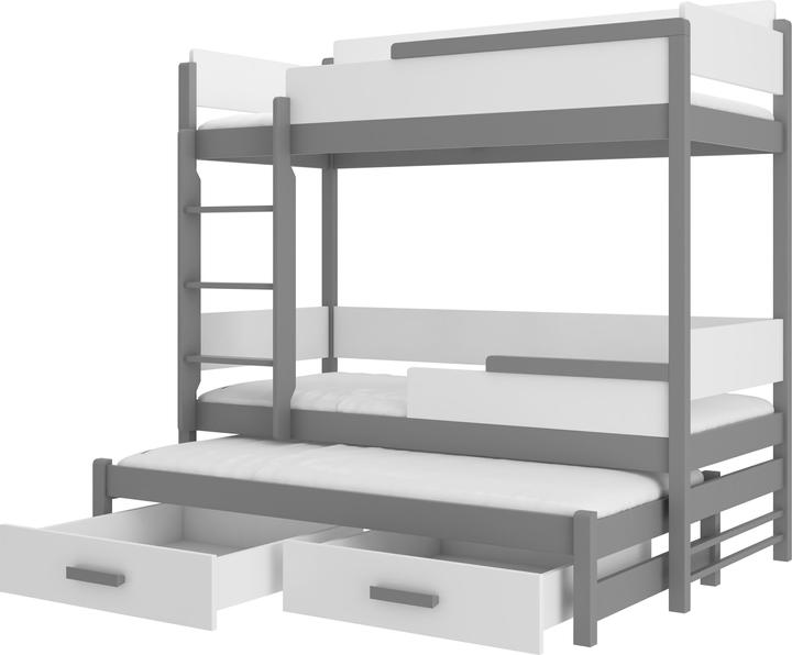 Produktbild ADRK Furniture Etagenbett verdreifachen mit Matratzen QUEEN 200x90 (90 x 200 cm)