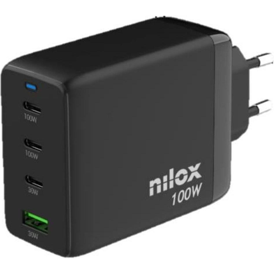 Nilox NXGANUSBC100 Wall Charger Black - Brand EAN: 8431775035669 (100 W, 4 Ports) (NXGANUSBC100)
