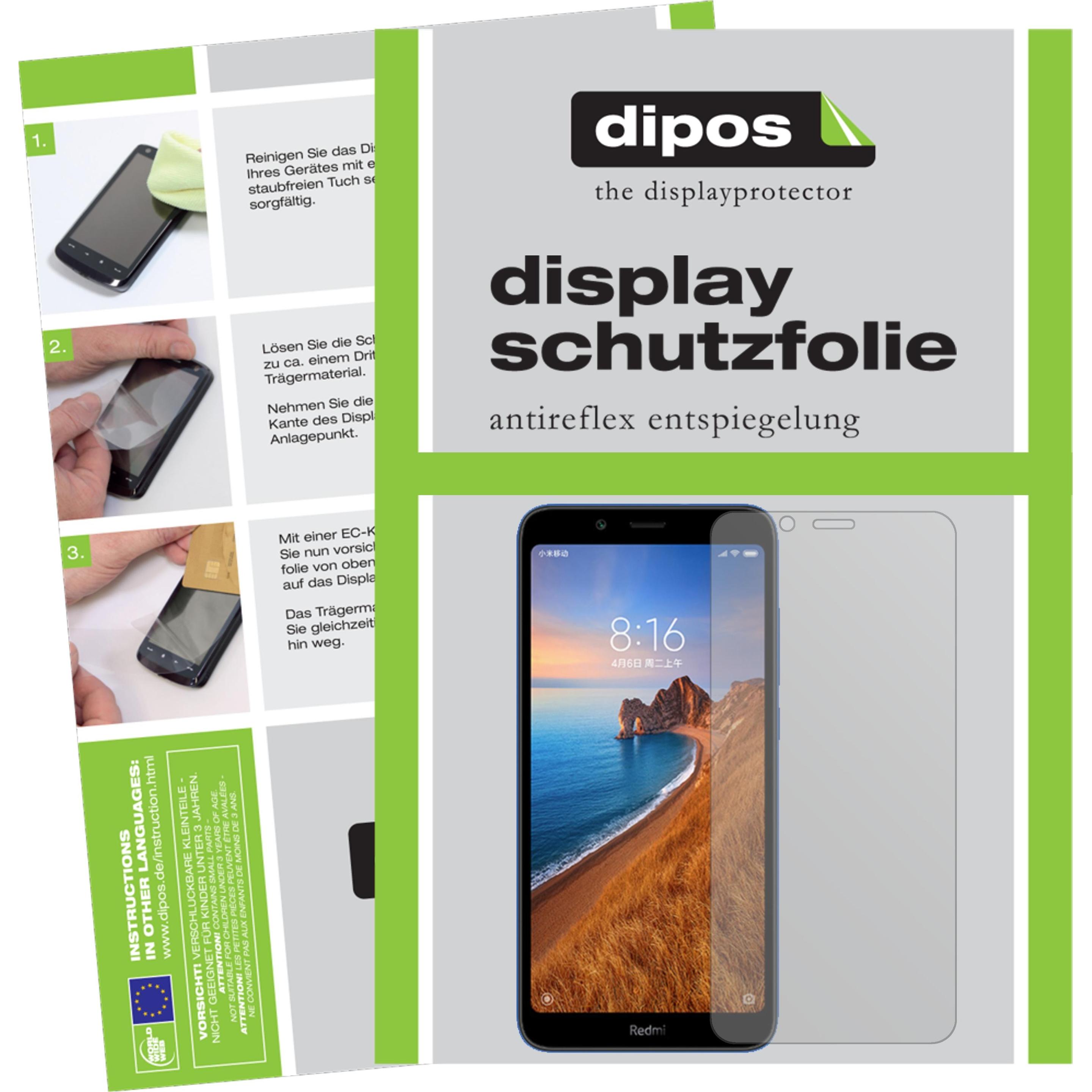 Dipos Displayschutzfolie Antireflex (2 Stück, Xiaomi Redmi 7A), Smartphone Schutzfolie, Transparent
