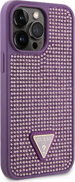 Actual product image Guess Rhinestones Triangle Metal Logo Case for iPhone 15 Pro Max Purple (Apple iPhone 15 Pro Max)