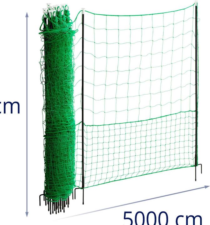 Produktbild Wiesenfield Mobiler Hühnerzaun Geflügelzaun Geflügelnetz Hühnernetz 50 m 125 cm Weidezaun