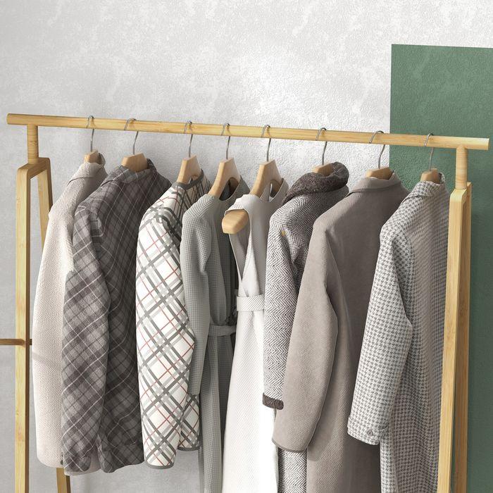 Image du produit Swisshandel24 Portemanteau avec porte-chaussures, porte-chapeaux, cadre en bambou, 110x42x152cm, naturel