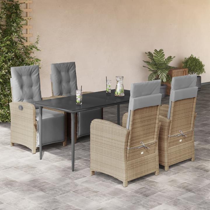 Actual product image vidaXL Garden furniture dining set garden set seating group 5 pcs. beige poly rattan (80 cm)