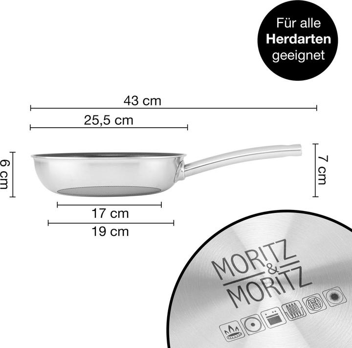 Produktbild Moritz & Moritz Edelstahlpfanne Wabenstruktur (24 cm, Pfannenset + Topfset, Edelstahl)