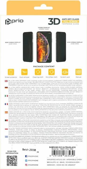 Produktbild prio Privacy Bilschirmschutz aus Glas (1 Stk., Samsung Galaxy S23 Ultra)