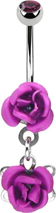 Immagine prodotto Star Piercing Banana in argento con ciondolo a forma di fiore viola (senza ottone, Acciaio chirurgico 316L)