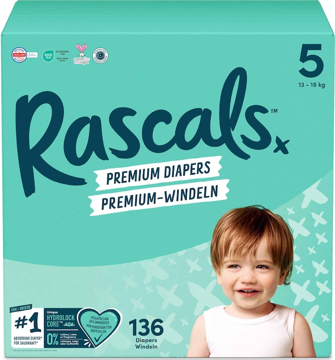 Actual product image Rascals Premium (Size 5, Monthly box, 136 Piece)