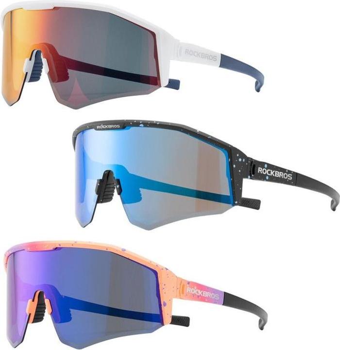 Productafbeelding Rockbros SP297 polariserende fietsbril - wit (Wit met blauwe slapen, Oranje)