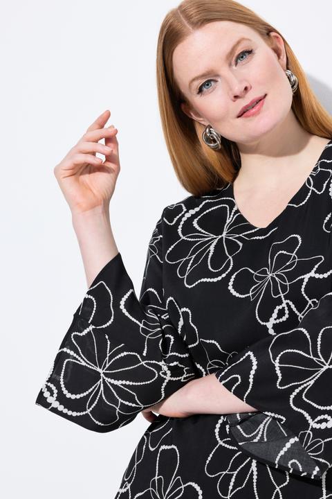 Produktbild Ulla Popken Shirtbluse, doppellagig, V-Ausschnitt, Langarm (54)