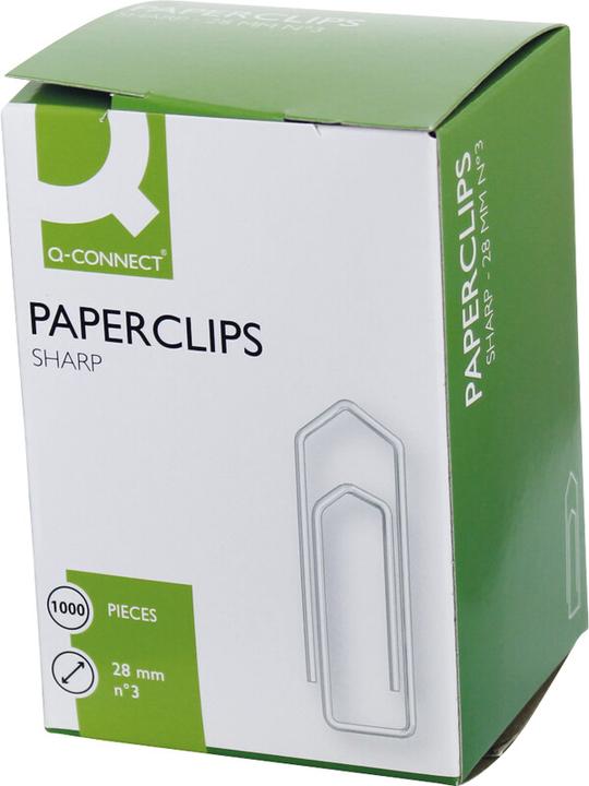 Actual product image Q-Connect Paper clips 28 mm long, nickel plated (1000 x)