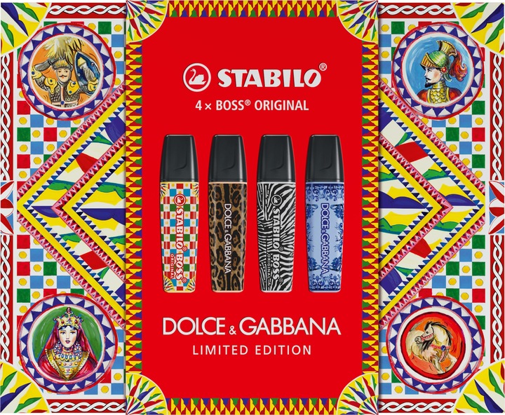 Produktbild STABILO Boss Original x Dolce & Gabbana Box (Schwarz, Wolkenblau, Beige, Pastellgelb, 5 mm, 4 x)