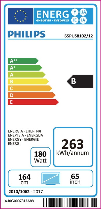 Energie-Label Philips 65pus8102 (65", LCD, 4K, 2017)