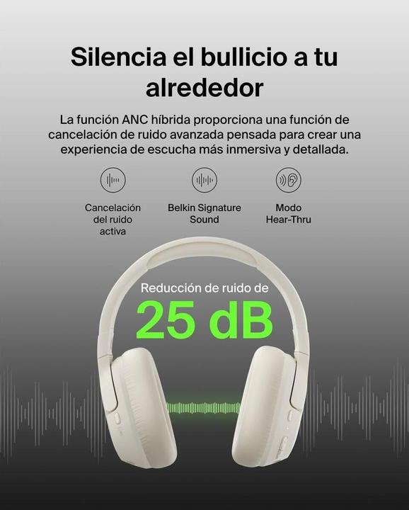 Actual product image Belkin SoundForm Isolate (ANC, 40 h, Cable, Wireless)