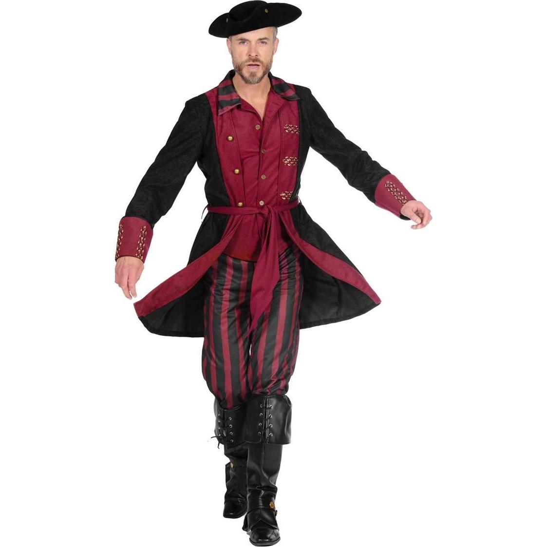 Metamorph Piratenoutfit weinrot für Männer (L)