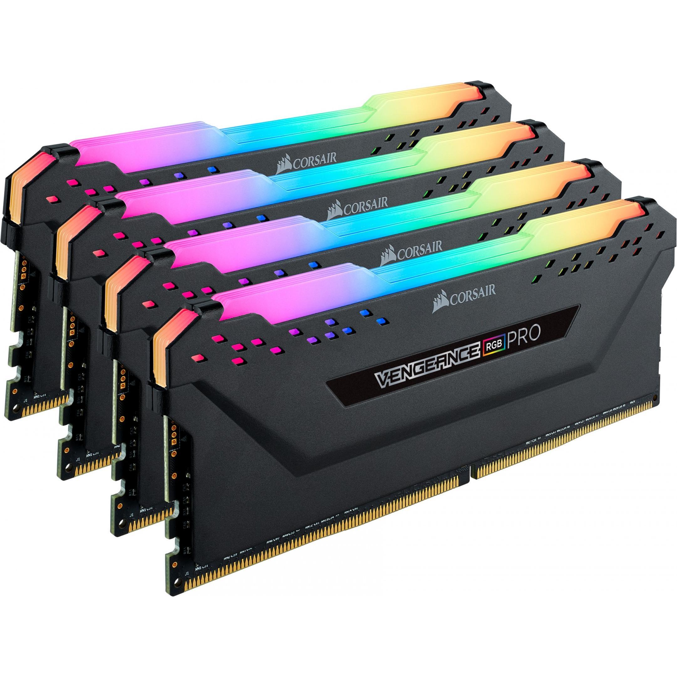 Corsair Vengeance RGB Pro (4 x 16GB, 3200 MHz, DDR4-RAM, DIMM), RAM, Schwarz