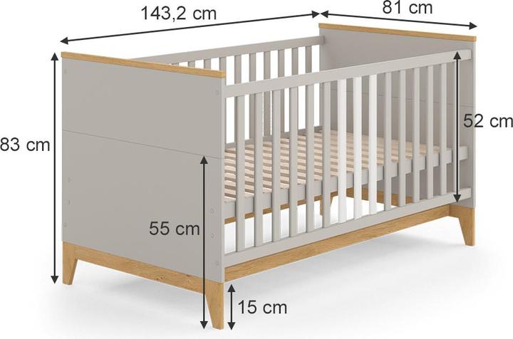 Image du produit VitaliSpa Kinderbett Malia, Cashmere-Eiche, 143.2 x 81 cm