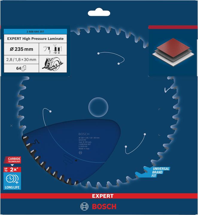 Actual product image Bosch Professional Zubehör Circular saw blade Expert for High Pressure Laminate, 235 x 30 x 2.8 mm, 64