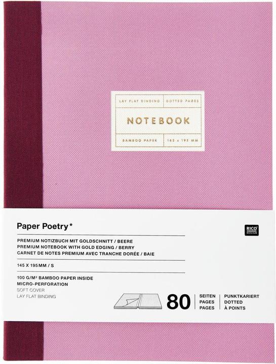 Actual product image Rico Design Notizbuch S A4, Dot, Berry, Produkttyp: Notizheft/-buch (A4, Dotted, Hardcover)