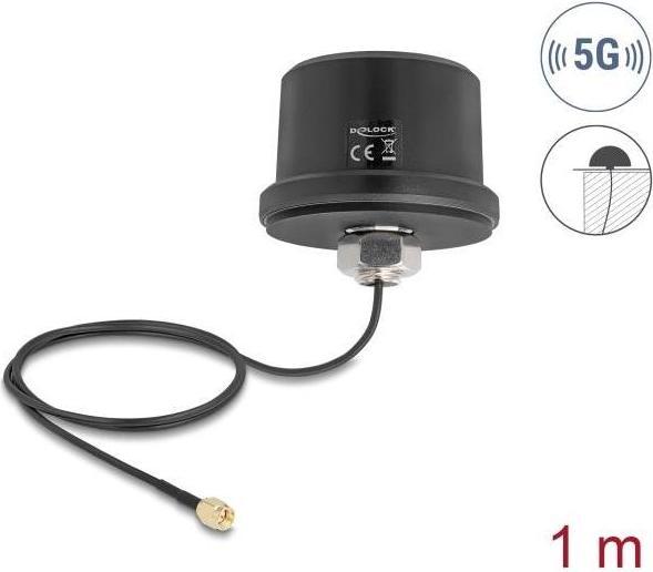 Produktbild Delock 5G LTE GNSS WiFi 6 Antenne SMA Stecker 1,9 - 3,3 dBi (5G, WLAN)