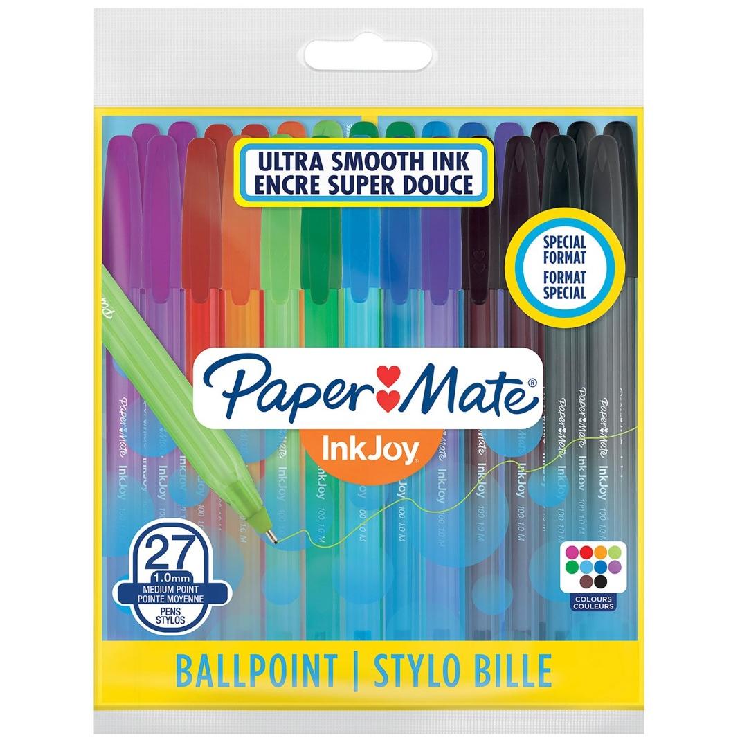 Paper Mate, Penne, Penna a sfera InkJoy 100 cap27St colore ass. 1,0 (Colori misti, 27 x)
