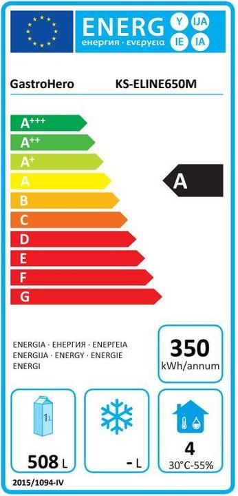 Energy Label Gastro Hero Refrigerator ELINE / Monoblock - high energy efficiency (508 l)
