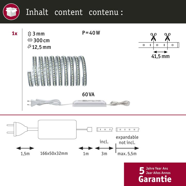 Image du produit Paulmann Kit MaxLED 1000 Stripe (Lumière du jour, 300 cm, Intérieur)