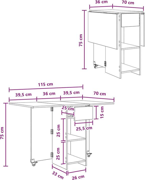 Image du produit vidaXL Esstisch (115 x 70 x 75 cm)