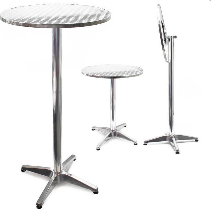 Actual product image Wiltec High table 74/114 cm Ø60cm height adjustable foldable bistro table bar table (60 x 60 x 114 cm)