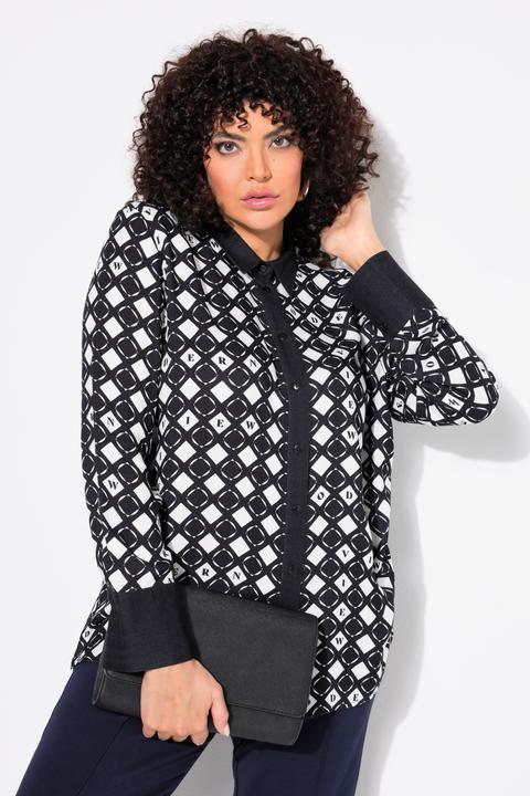 Produktbild Ulla Popken Hemdbluse, grafischer Druck, Hemdkragen, Langarm (42, 44)