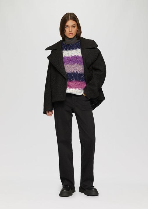 Produktbild s.Oliver Strickpullover Oversize Pullover mit mehrfarbigem Streifenmuster (L)