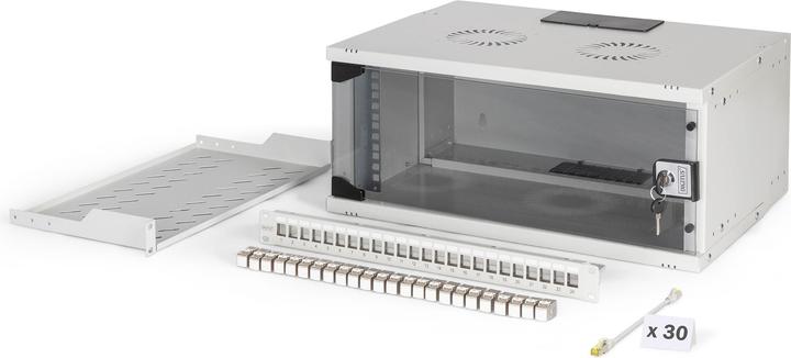 Produktbild Digitus 19" Netzwerk-Set, 4HE Wandgehäuse und Zubehör, gr SOHO PRO Version (4 HE, 19 Zoll Rack)