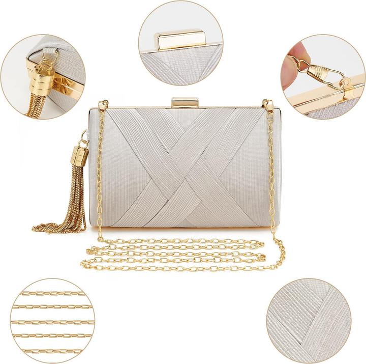 Produktbild Only-Bags.Store Clutch Abendtasche Fransen Elegante Kettentasche Clutch Bag