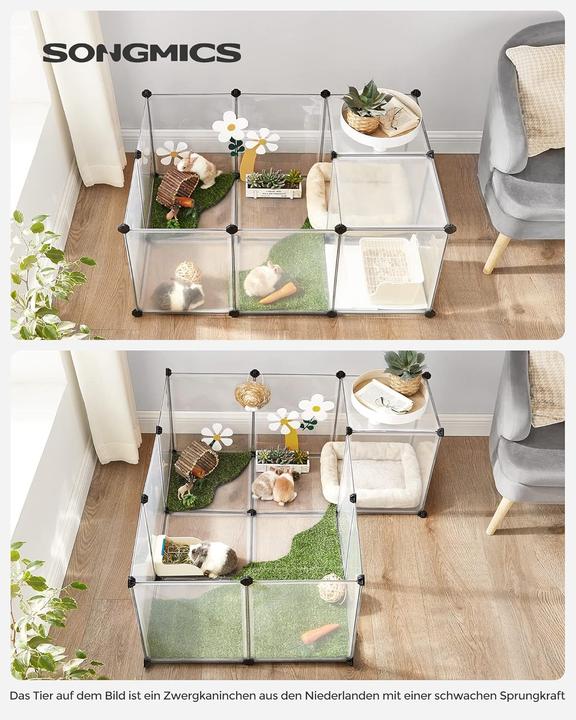 Produktbild Songmics Freigehege Kunststoff Laufstall Kleintiere Weiss