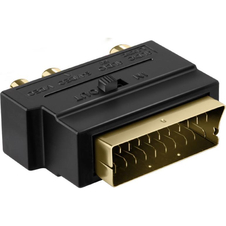 Ekon Scart — 3x Cinch (RCA) (0.11 m), Cavo video, Nero