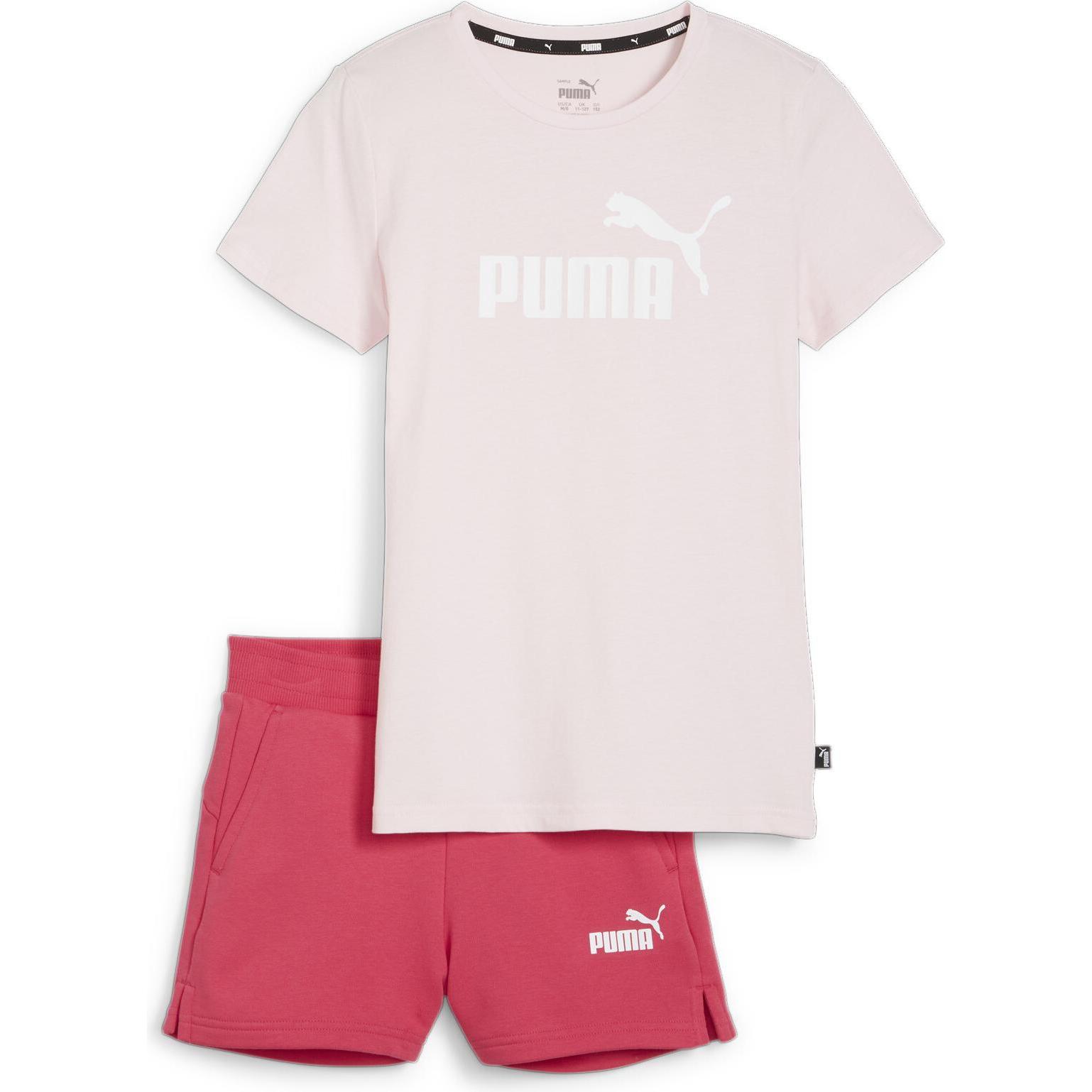 Puma, Jungen, Sportshirt, Logo Tee & Shorts Set G (176), Rosa, 176