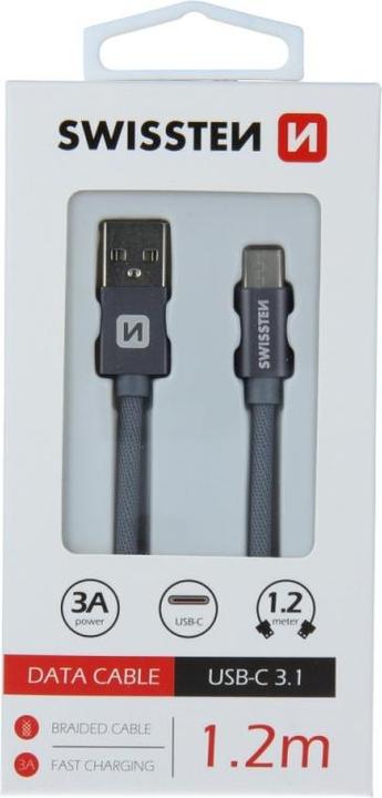 Image du produit Swissten Câble de données textile USB / USB-C 1.2 M (1.20 m, USB 3.2 Gen 1)