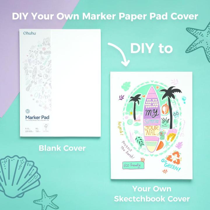 Image du produit Ohuhu Kunst-Skizzenbuch - 150 g/m², 60 Blatt, 22.9 x 30.5 cm (Blanc, Couverture souple)